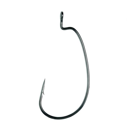 A photo showing the bend in an extra wide gap fish hook