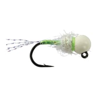 Side view of a Chartreuse Tungsten Ice Fly 