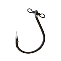 Photo of helix drop shot hook showing eyelets and how it reduces line twist 