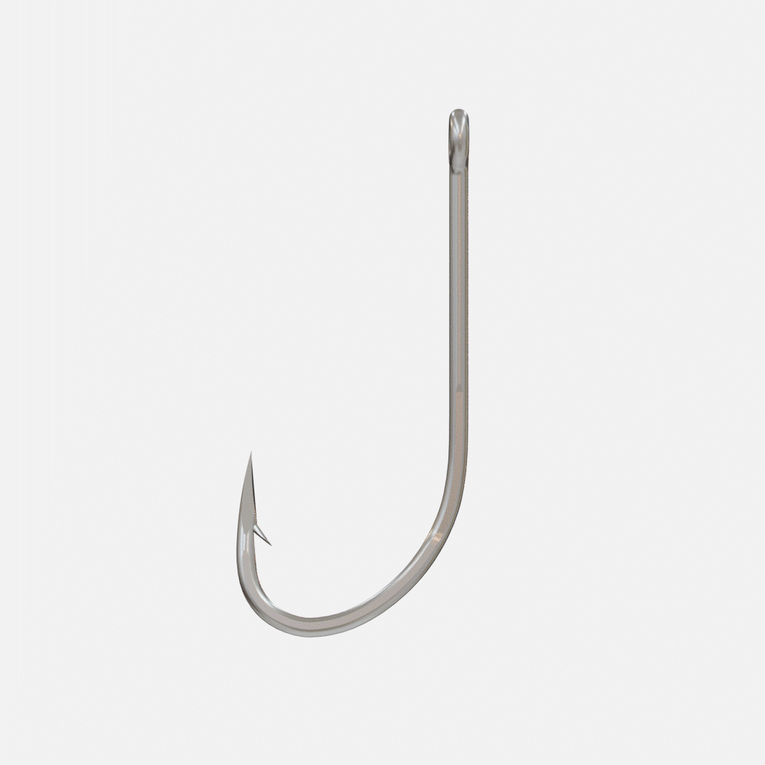 A gif animating the anatomy of a fish hook one part at a time 
