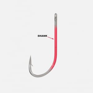 An illustration highlighting the shank of a fish hook
